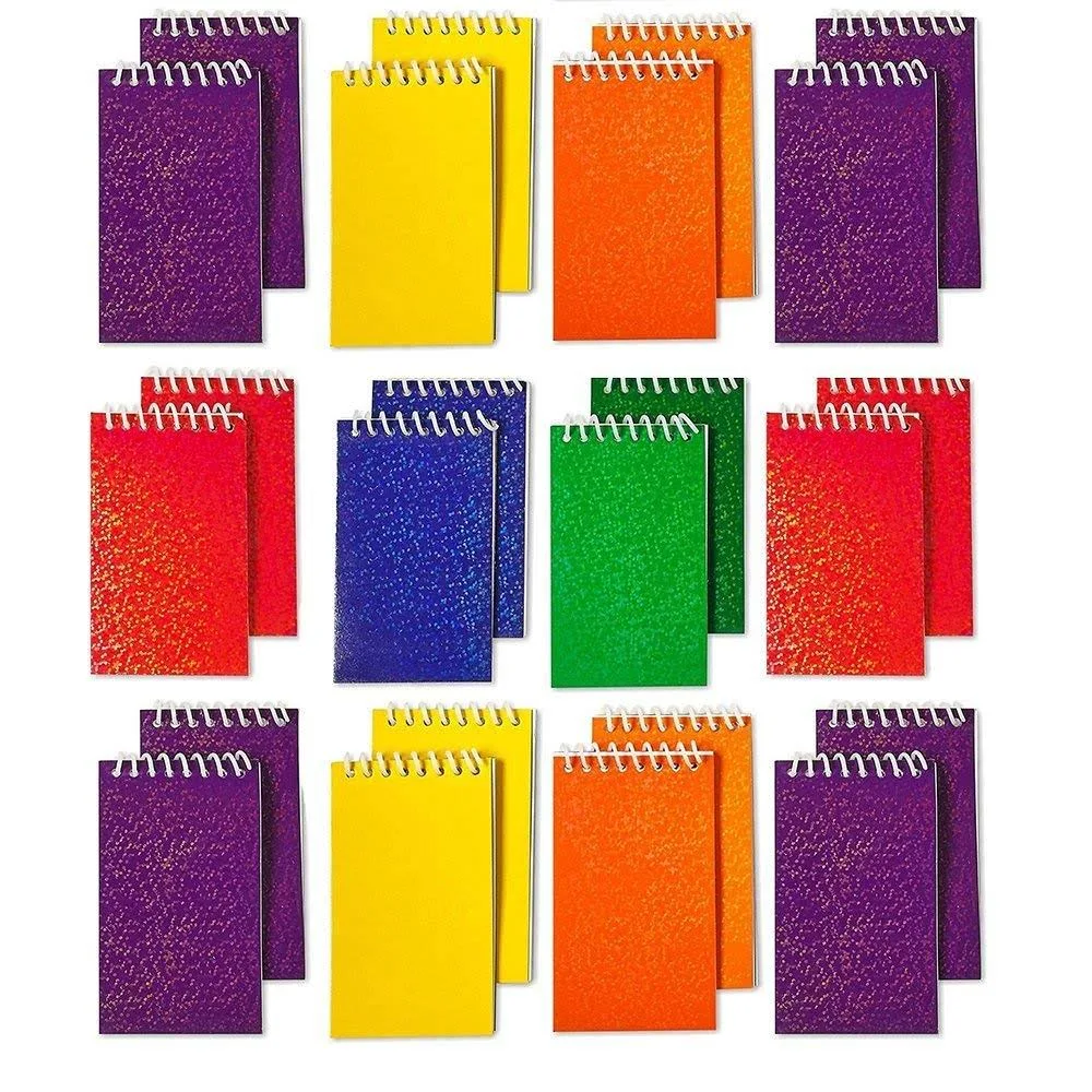 Kicko Mini Spiral Prism Notepads - 2.25 X 3.5 Inches - 20 Pages Each - 24 Pack - Assorted Colors Mini Spiral Bound Memo Pad, Pocket Size - For Kids Great Party Favors, Bag Stuffers, Fun, Gift, Prize