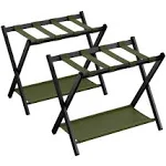 SONGMICS Luggage Rack for Guest Room, Suitcase Stand with Storage Shelf, Steel Frame, Foldable for Easy Storage, Hotel, Bedroom, Black URLR003B01