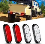 Nilight 6inch Oval Red White LED Trailer Tail Light 4pcs Waterproof Stop Brake Turn Reverse Back Up Surface Mount Trailer Lights for Truck RV Boat