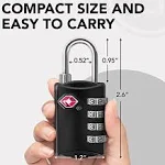 TSA Luggage Locks (2 Pack) - 4 Digit Combination Steel Padlocks - Approved Travel Lock for Suitcases & Baggage - TSA Lock - Black