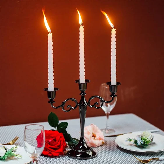 Sziqiqi Chrismas Decor Table Centerpieces Gold Candelabra 3 Arm Gothic Candle Holder for Halloween Decoration 10.6"H