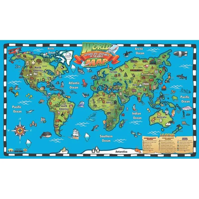 Popar Kid's World Map Interactive Wall Chart with Free App