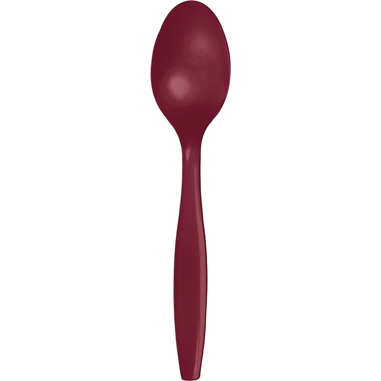 Creative Converting Burgundy Red Disposable Plastic Spoons Party Supplies, 7"