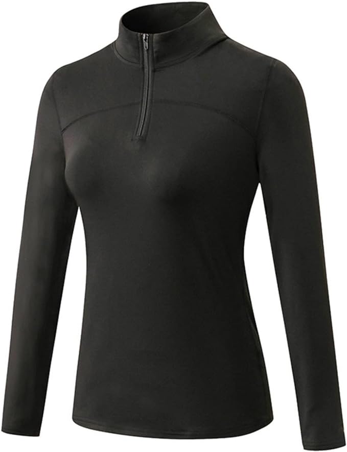 Women's Thermal Fleece Running Shirt Quarter Zip Pullover Jacket Long Sleeve Tops Equestrian Golf Shirt Winter Gear