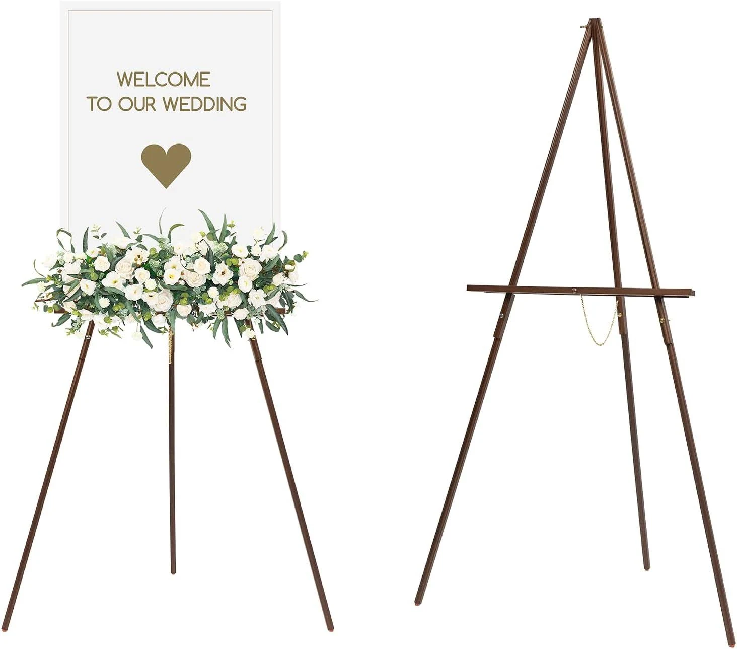 Meeden Wedding Easel Stand, Max Height 64'' Holds Up To 40"/11Lb, Wooden Stand ...