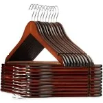 Casafield - 20 Walnut Wooden Suit Hangers - Premium Lotus Wood with Notches & Chrome Swivel Hook for Dress Clothes, Coats, Jackets, Pants, Shirts