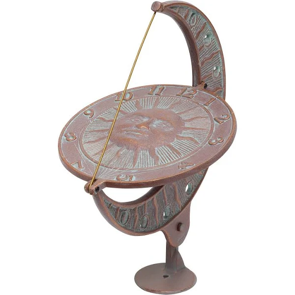 Whitehall Products 1273 Sun and Moon Sundial, Copper Verdi