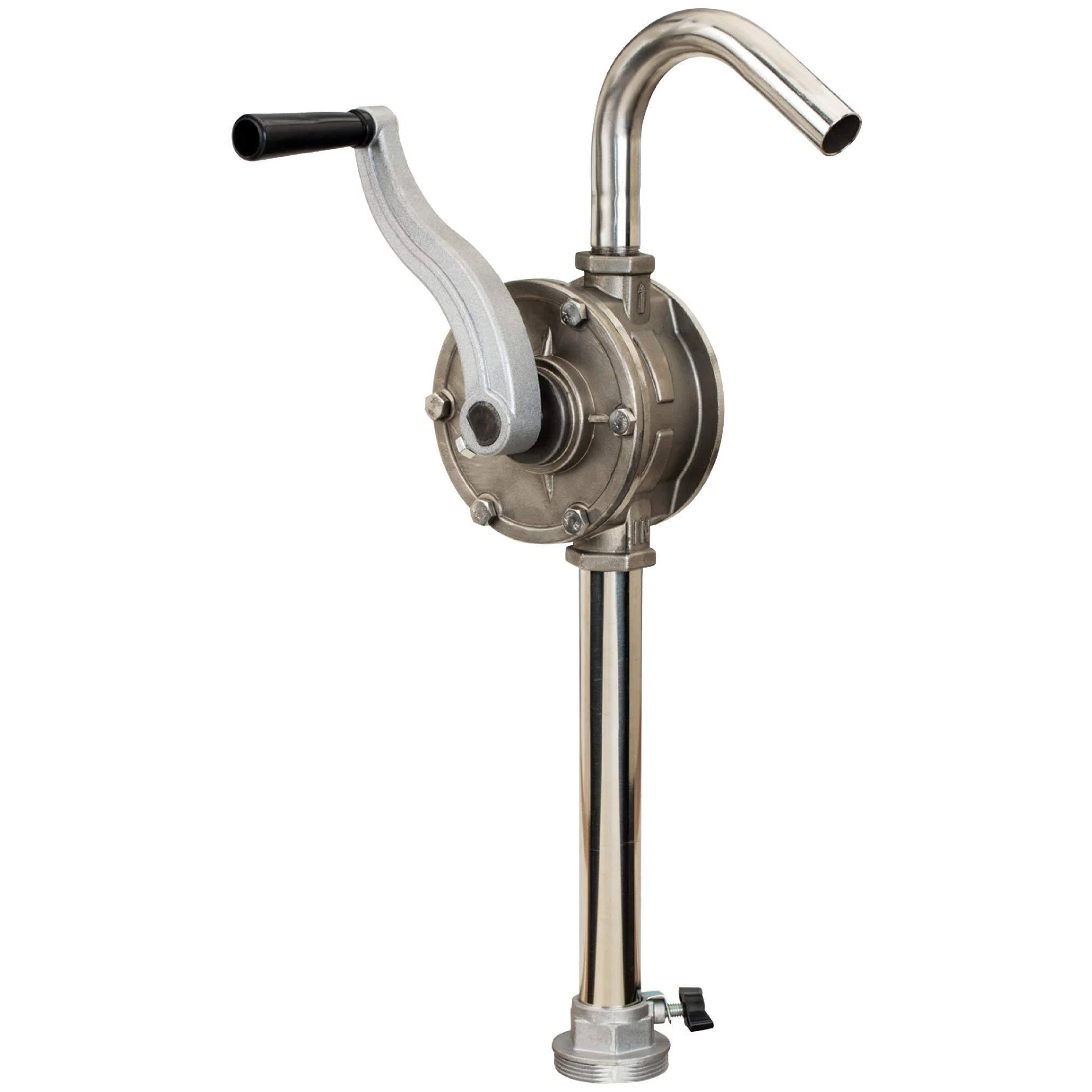 Lumax LX-1323 Stainless Steel Rotary Barrel Pump. Fits 15 to 55 (57 L to 210 L) Gallon Drums with Standard 2" (50 mm) Bung Opening. A high-quality Stainless-Steel Rotary Drum pump.