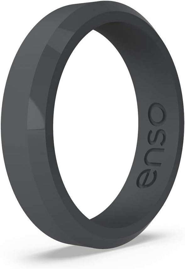 Enso Rings Thin Bevel Series Silicone Ring - Slate