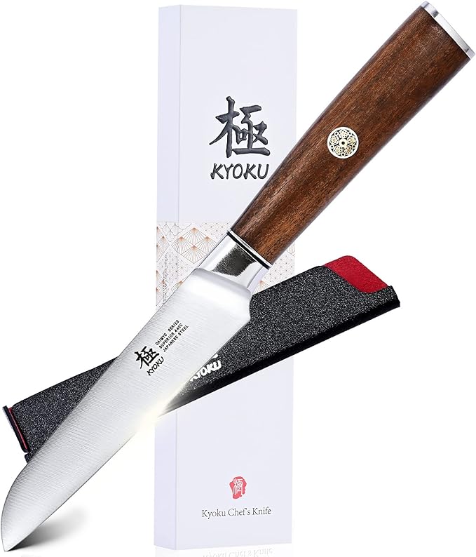 KYOKU 4.5 Inch Paring Knife - Daimyo Series - Fruit Knife with Ergonomic Rosewood Handle, and Mosaic Pin - Japanese 440C Stainless Steel Kitchen Knife with Sheath & Case