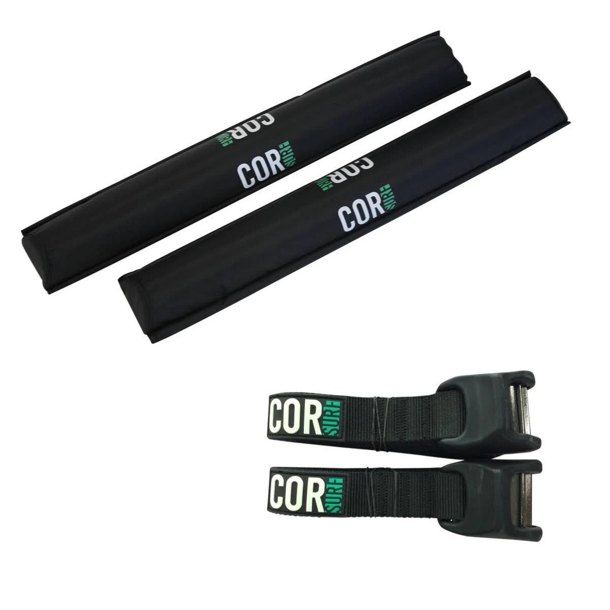 Cor Surf Aero Roof Rack Pads and Premium Scratch Resistant Silicone Buckle Tie Down Straps for Surf, Sup, Kayak and Canoe (28" Large) 2-3234