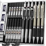 Nicpro 6pcs Mechanical Pencils Set, 3 Pcs 2mm Lead Holder (2B HB 2H), Clutch Propelling Drafting Pencil 0.5 mm & 0.7 mm & 0.9 mm for Writing,Sketchin