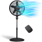 Lasko 1843 18" Remote Control Cyclone Pedestal Fan, Black