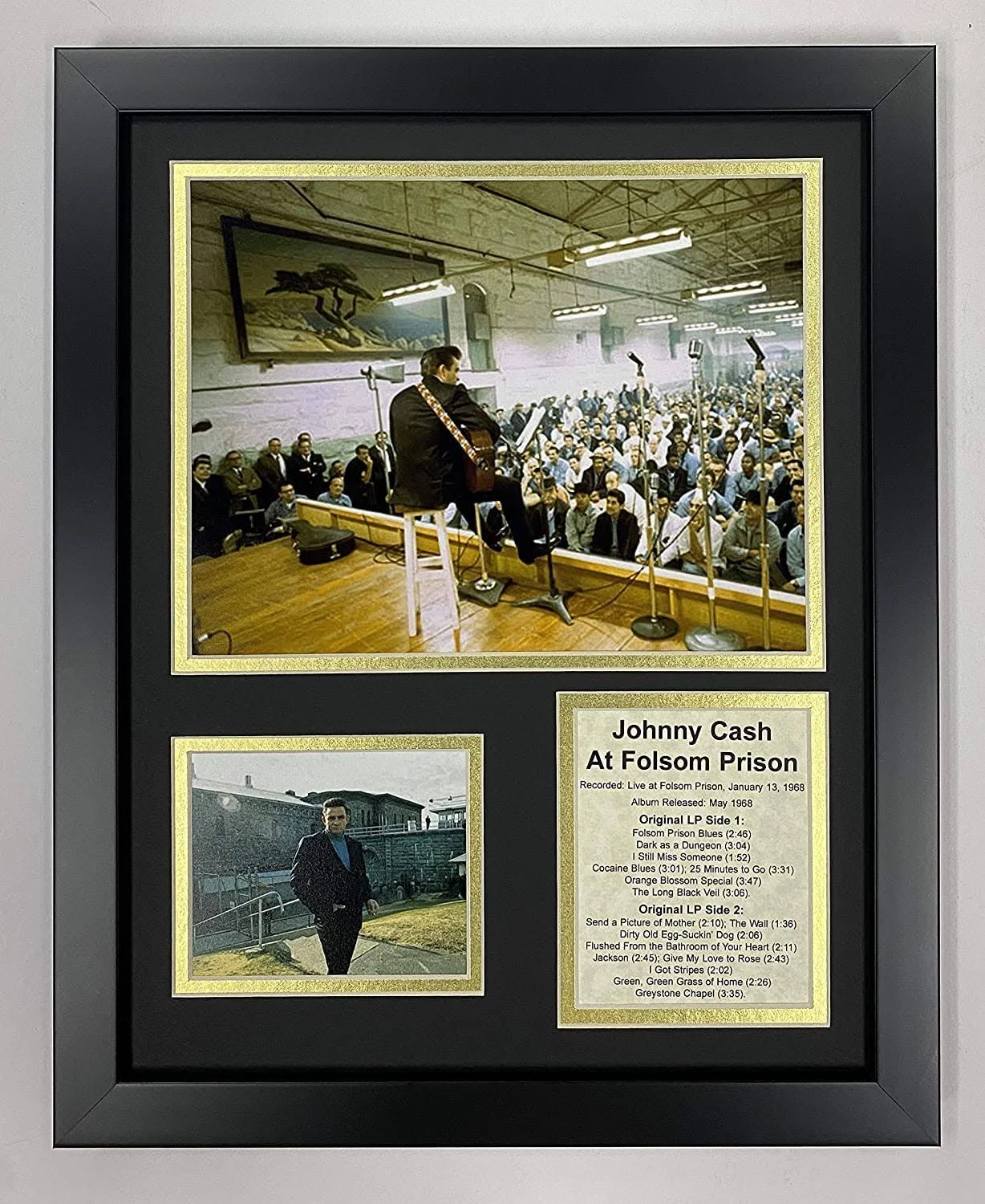 Legends Never Die Johnny Cash At Folsom Prison Collectible | Framed Photo Collage Wall Art Decor, 11x14-Inch, (16592U)