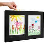 Americanflat Slide in Kids Art Frame with Two 8.5x11 Picture Frame openings for Kids Artwork in Black Engineered Wood - Doubl