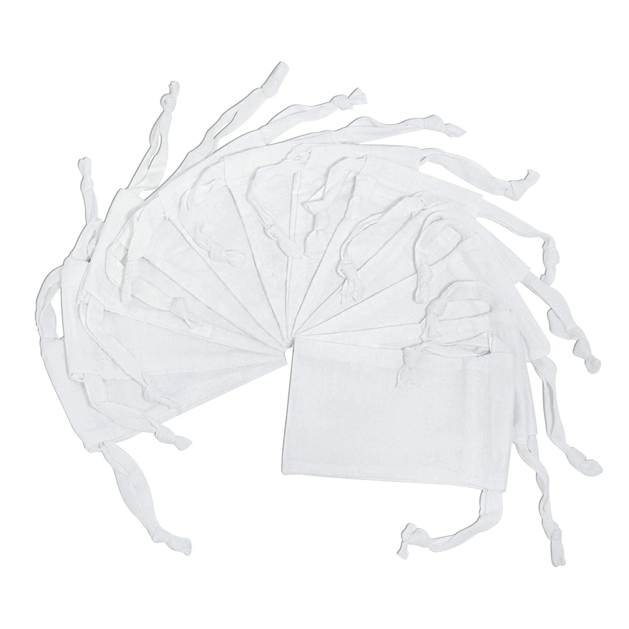 Prime Line Packaging- 12 Pack 3x5 Inch Small Bright White Muslin Cotton Cloth Pouches in Bulk