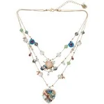 Betsey Johnson Bead Flower Heart Illusion Necklace - Multi