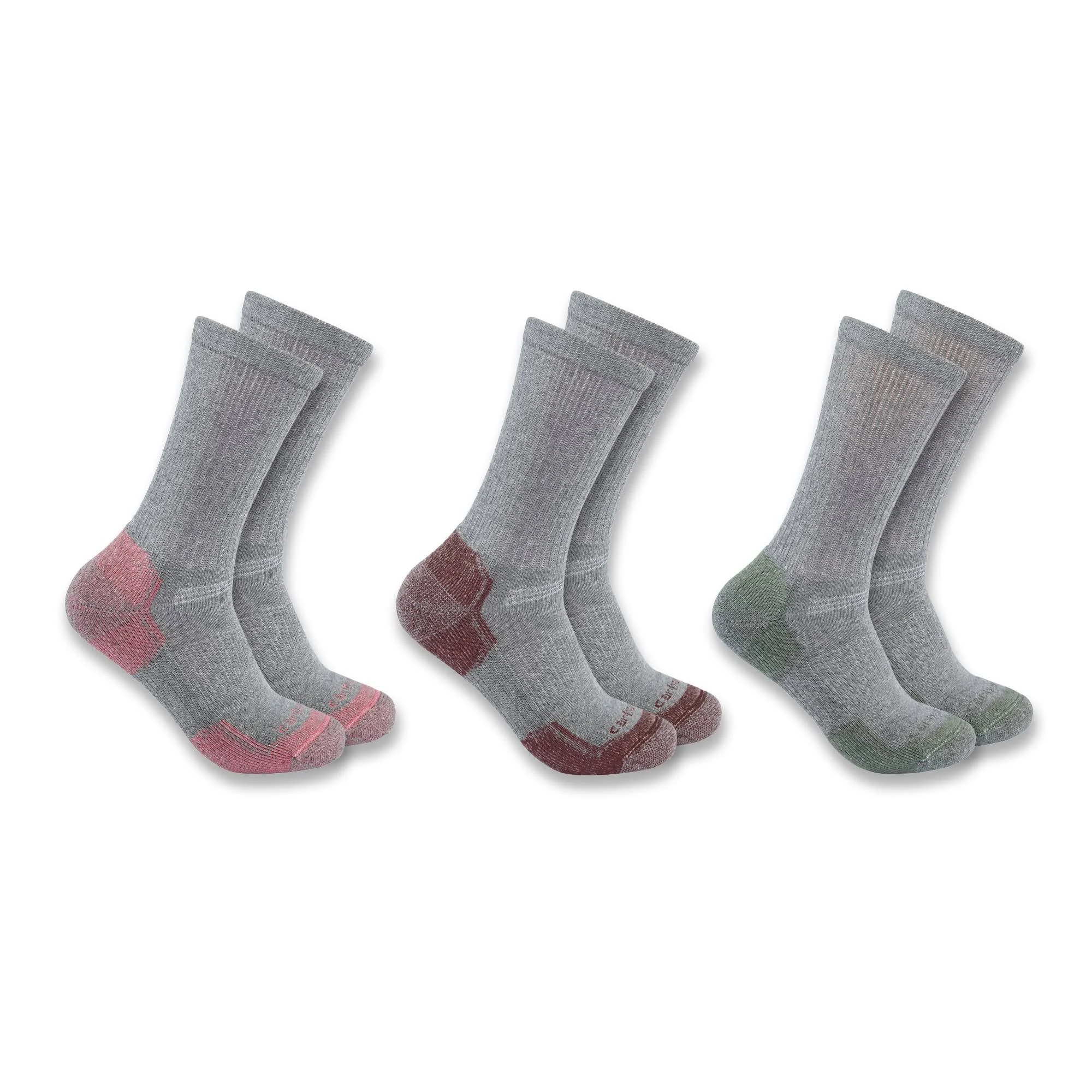 Carhartt Women's Midweight Cotton Blend Crew Sock 3 Pack