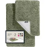 2 Piece Bathroom Rugs Bath Mat Set - Soft Plush Chenille Shower Mats For Bathroom Non-Slip Bath Rug With Rubber Backing, Ultra Absorbent Bath Rugs, Bathtub Mat, Bathroom Rug Mats - 30x20 + 24x17 Inch