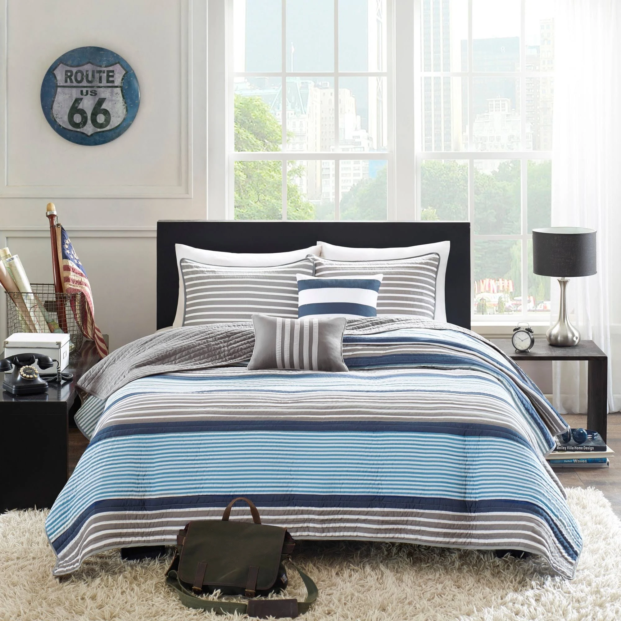 Intelligent Design Paul Blue Full/Queen Coverlet Set