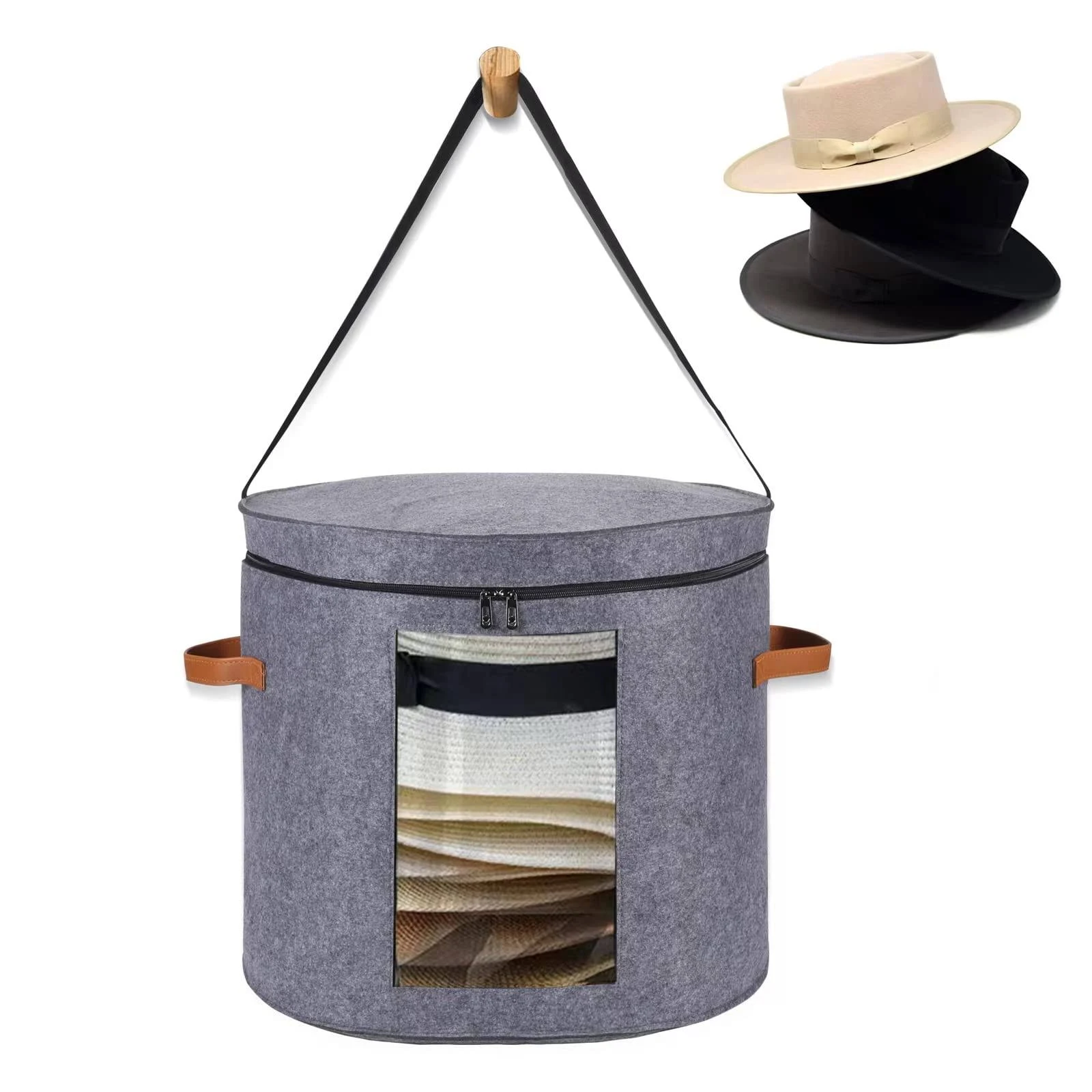 Munskine Huge Hat Boxes For Women Storage Foldable Hat Storage Boxes with Shoulder Strap & 2 Handles - Hat Boxes With Lids - Hat Box With Dustproof Lid Storage Boxes