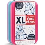 Cool Coolers by Fit Fresh 4 Pack XL Slim Ice Packs Quick Freeze Saving