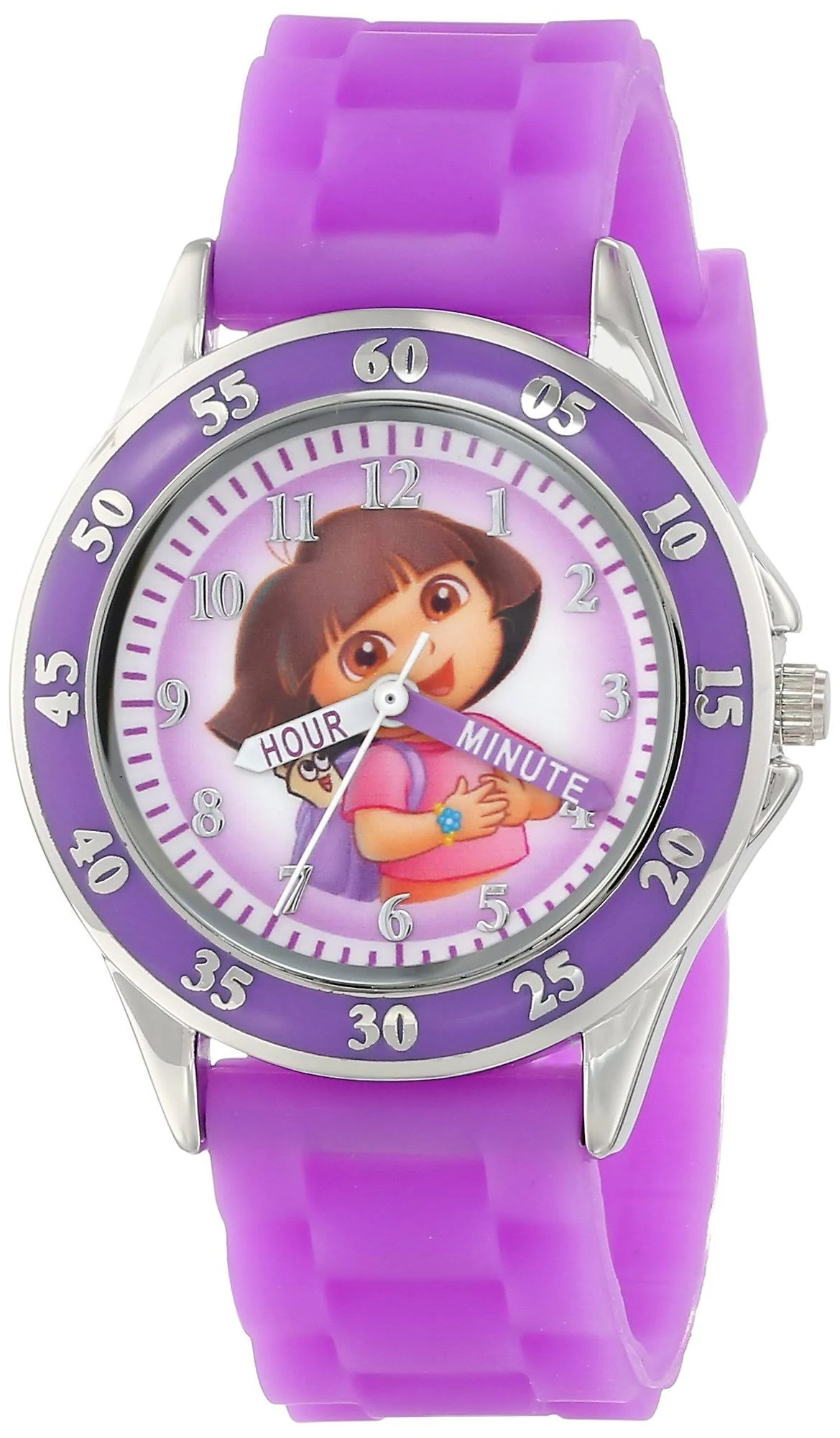 Dora the Explorer by Nickelodeon Analog Quartz Watch for Kids – Purple Time-Teaching Watch with Easy-Read Dial