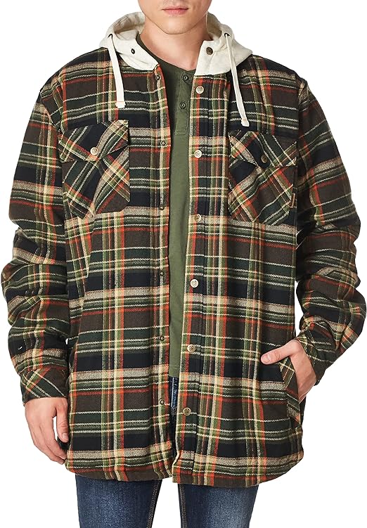 Legendary Whitetails Men's Camp Night Berber Lined Hooded Flannel Shirt Jacket