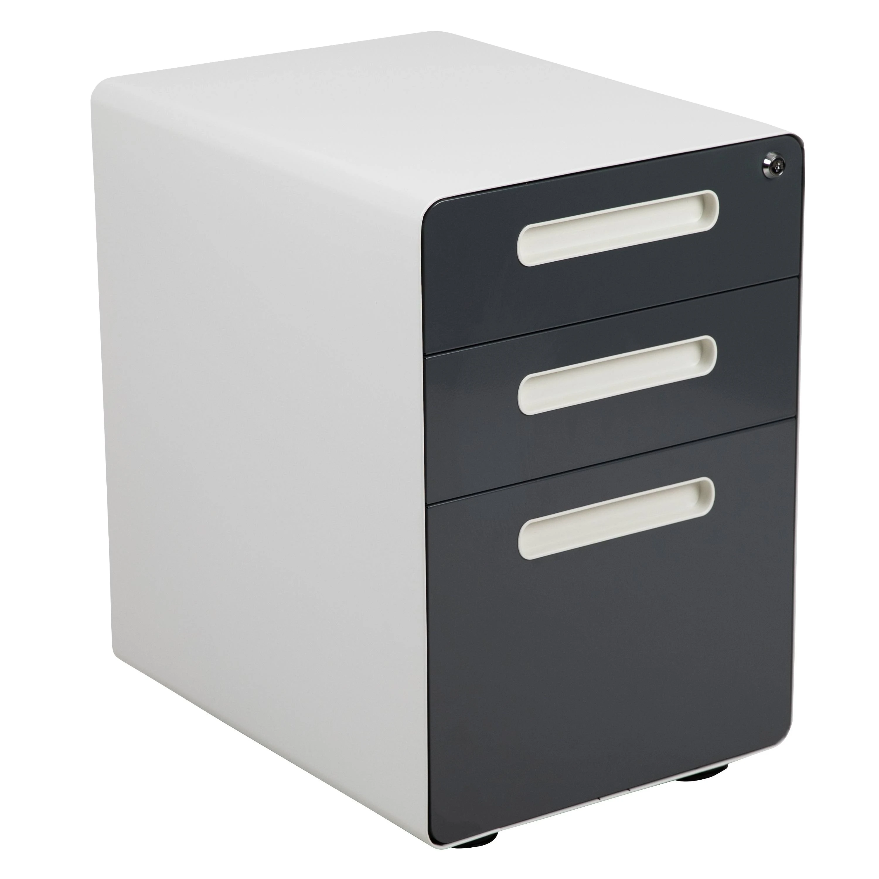 Wren Ergonomic 3-Drawer Mobile Locking Filing Cabinet with Anti-Tilt Mechanism and Hanging Drawer for Legal & Letter Files