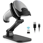 Barcode Scanner with Stand, JRHC Wireless 1D Laser Bar Code Scaners 2.4G Wireless & USB Wired Connection Plug and Play Handheld Bar Code Reader