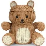 G6 Collection Bear Rattan Storage Basket with Lid Decorative Bin Home Decor Hand Woven Shelf Organizer Cute Handmade Handcrafted Nursery Gift