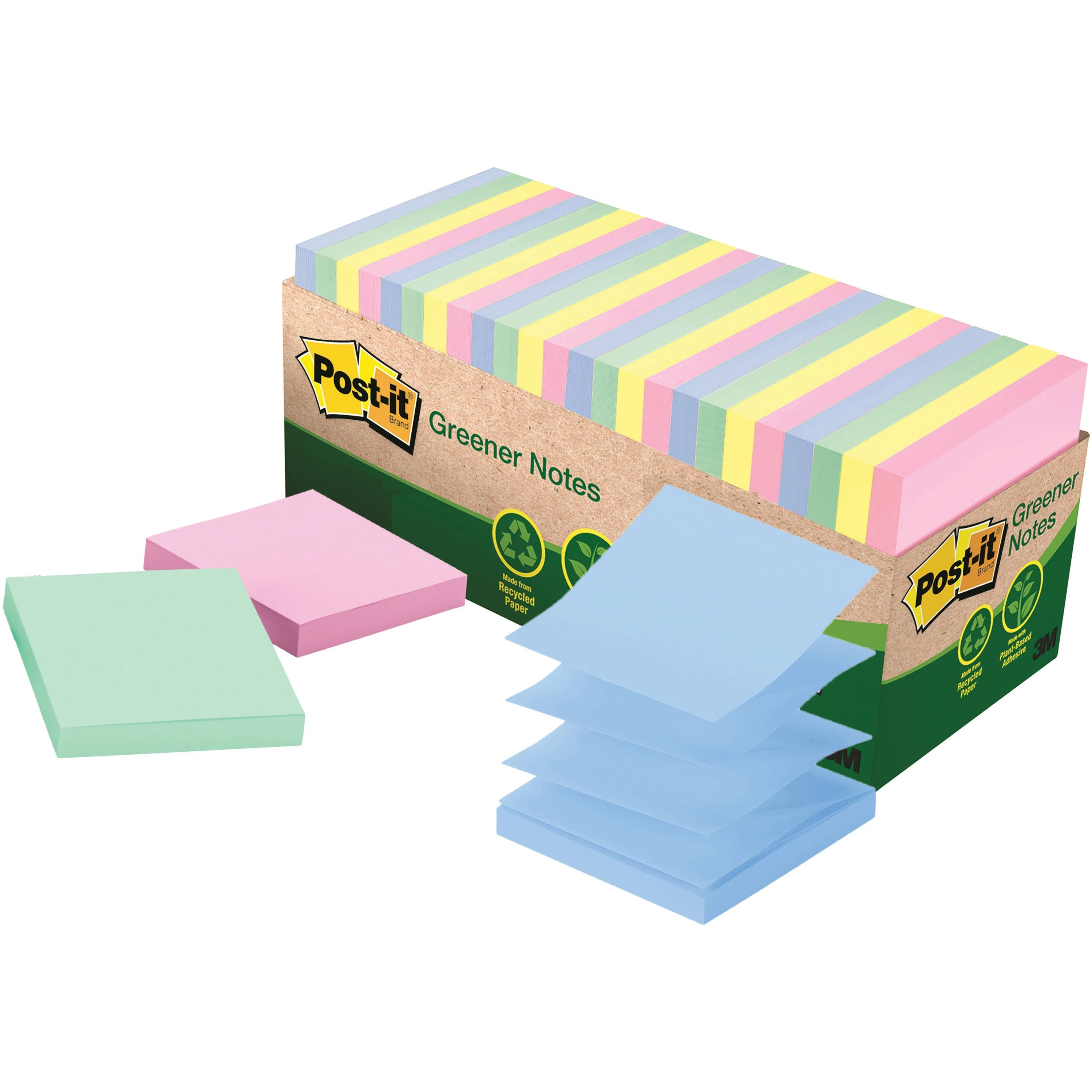 Post-it Greener Dispenser Notes - 3" x 3" - Square - 100 Sheets P