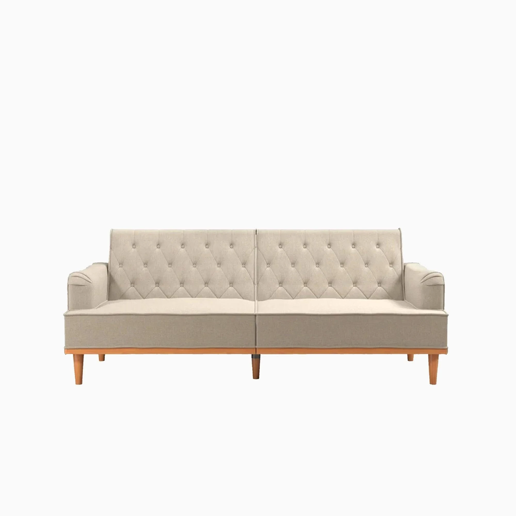 Mr Kate Stella Vintage Convertible Sofa Bed Futon Tan Linen