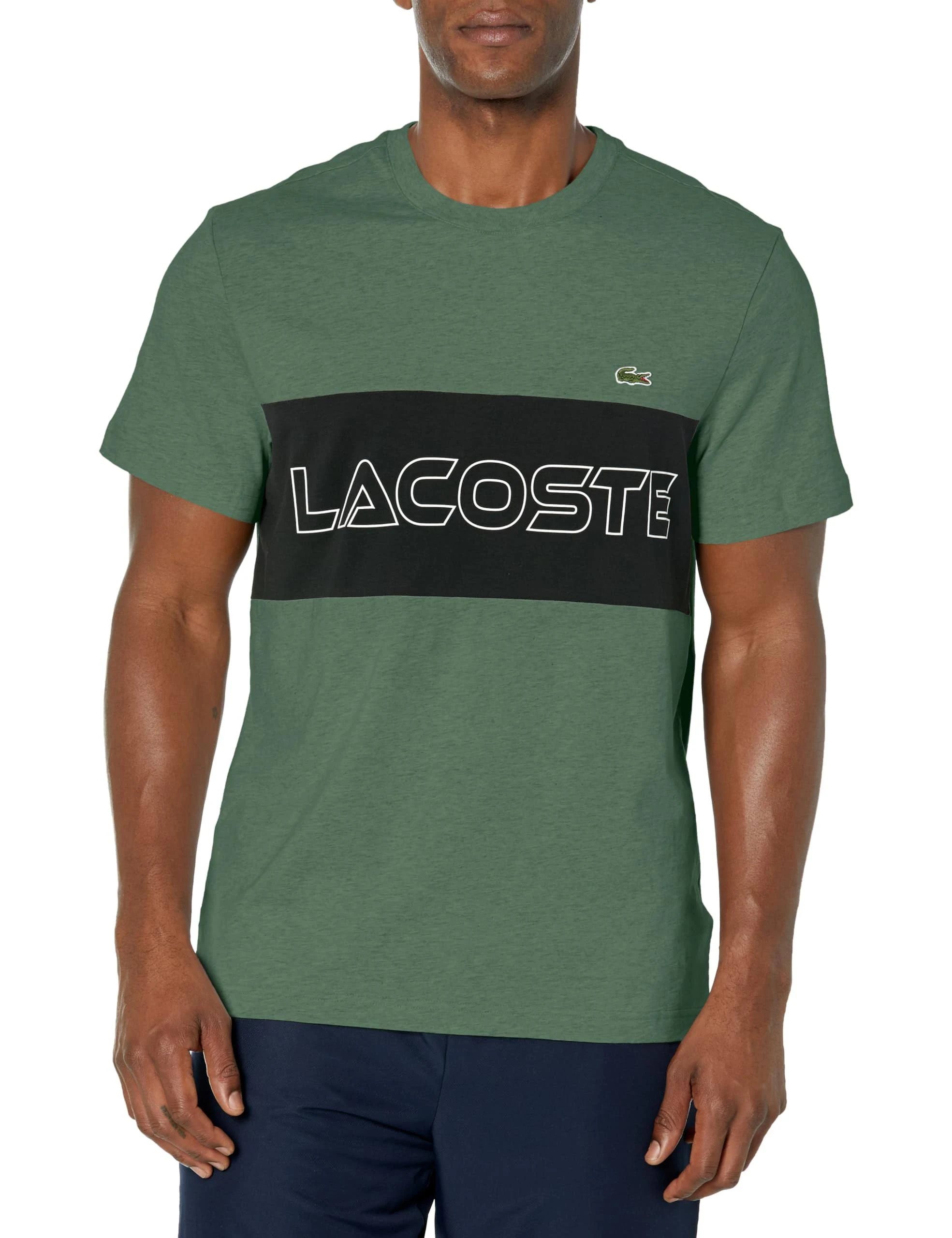 Lacoste Men's Short Sleeve Colorblocked Wording T-Shirt