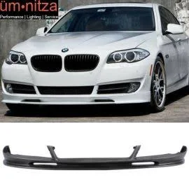 Fits 10-13 BMW F10 5 Series Front Bumper Lip Spoiler 3D Style Unpainted Black PU