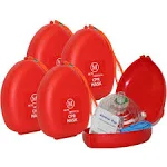 MCR Medical Pack of 5 CPR Rescue Mask, Adult/Child Pocket Resuscitators, Hard Case with Wrist Strap