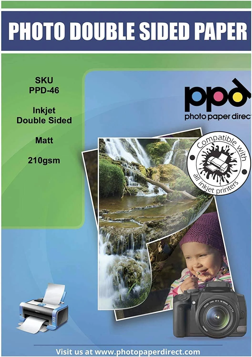 PPD 50 Sheets Inkjet Matte Photo Paper Double Sided 11x17 53lbs 210gsm 9mil Tabloid Size Heavyweight High Resolution Instant Dry and Water-Resistant (PPD-46-50)