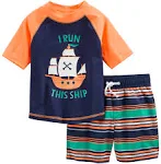 Simple Joys by Carter's Toddlers and Baby Boys' Swimsuit Trunk and Rashguard Set, Multipacks