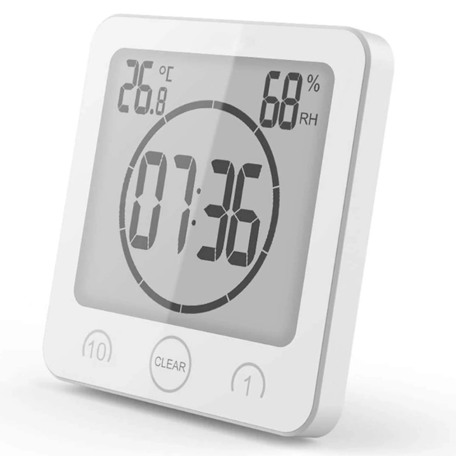 Digital Bathroom Shower Wall Clock Timer With Alarm With Big Lcd Display Waterpr