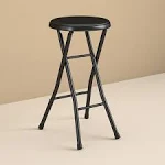 Folding Metal Stool Black Lightweight Portable Compact Build Parties Weddings