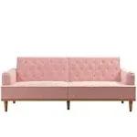 Mr. Kate Stella Vintage Convertible Sofa Bed Futon Pink Velvet