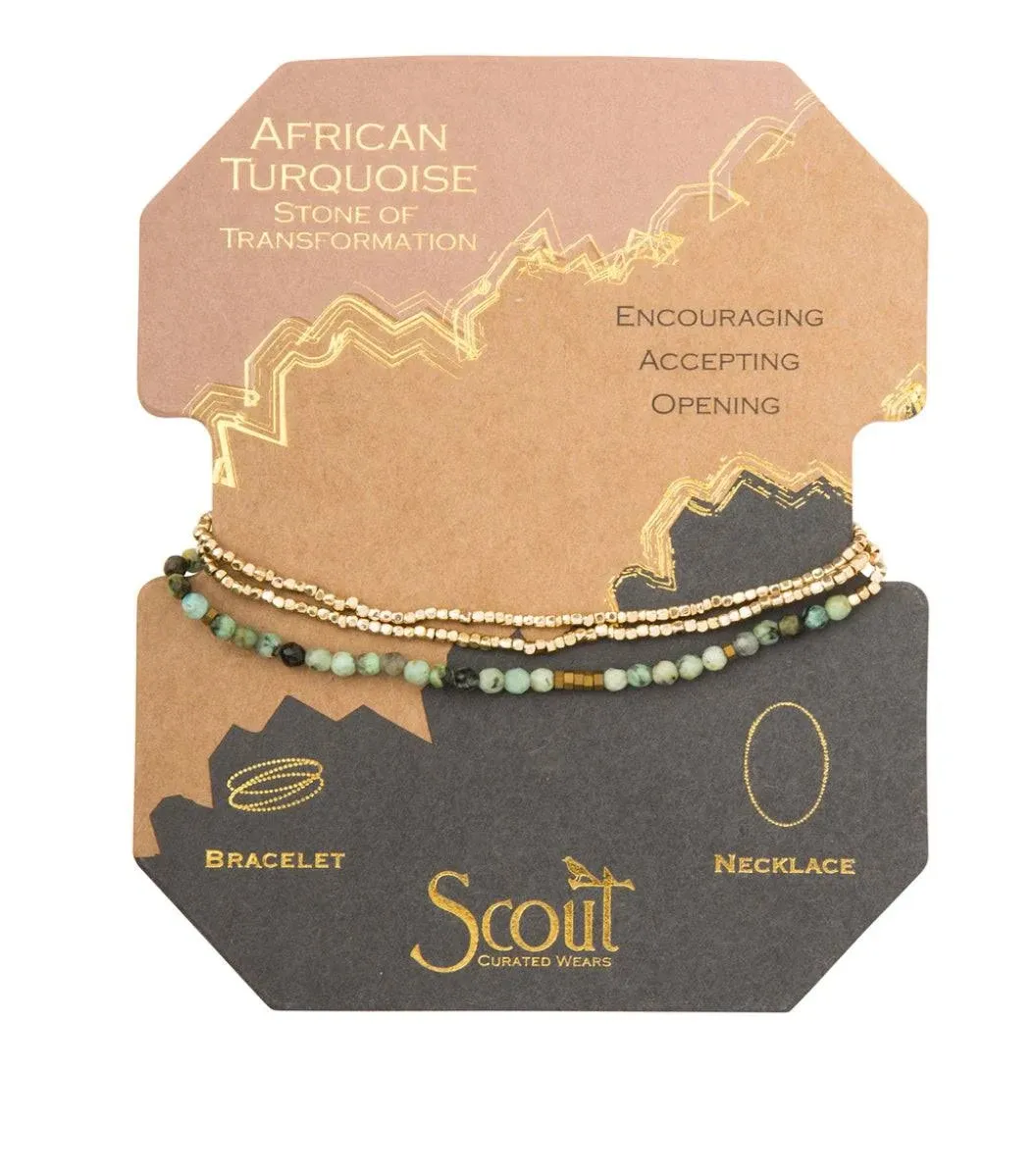 Scout Curated Wears - Women's Delicate Stone Wrap Bracelet & Necklace - Apatite/Silver - Stone of Inspiration