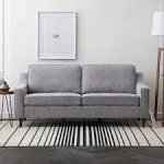 Edenbrook Jensen Gray Upholstered 3-Seater Couch - Small Modern Living Room Furniture with Scoop Arms