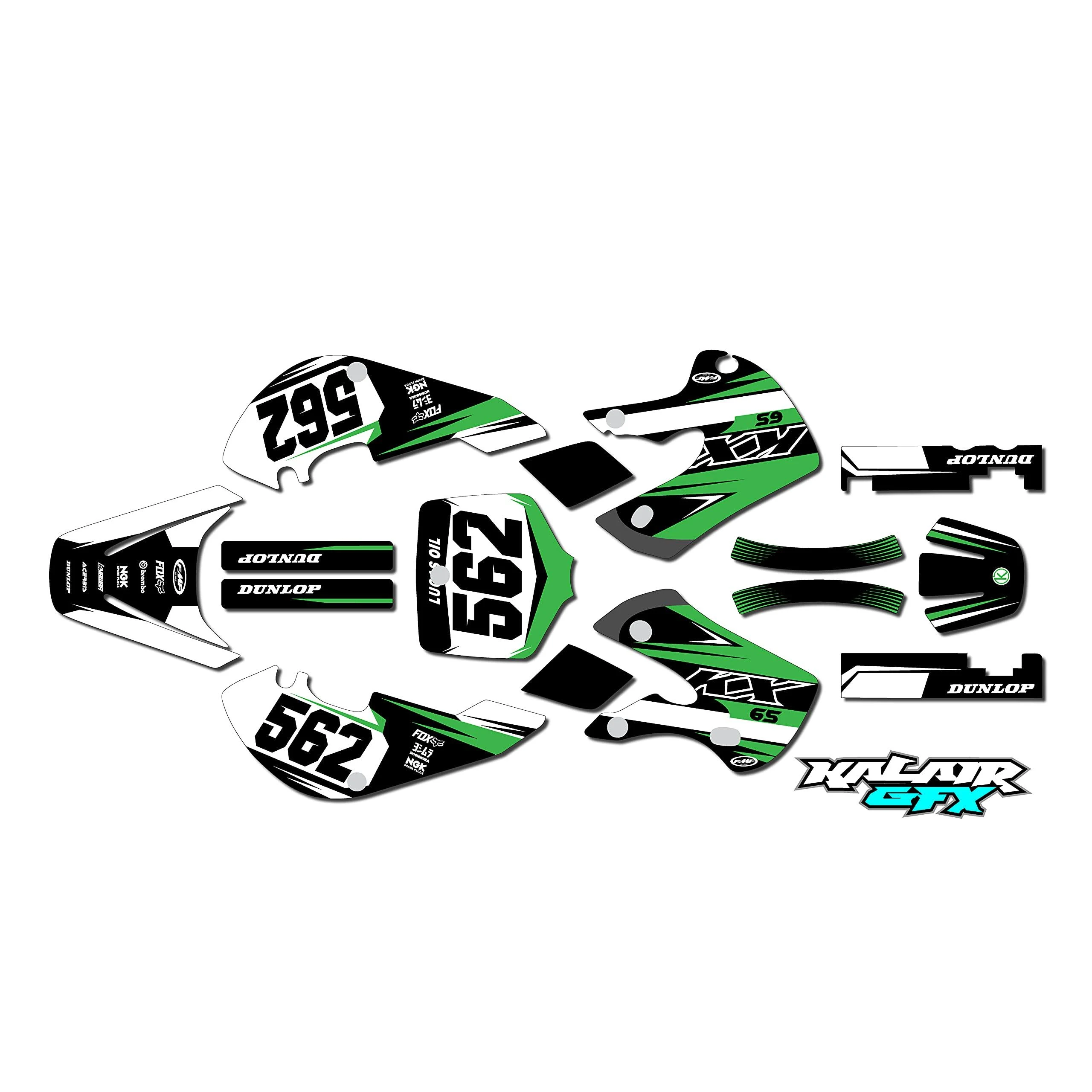 Graphics Kit for Kawasaki KX65 (1999-2024) EVADER Series Green 9 Mil-Dirt Pit Bike Motorcycle Stickers,Dirtbike Racing Decal Automotive Motocross Accessories no Plastics