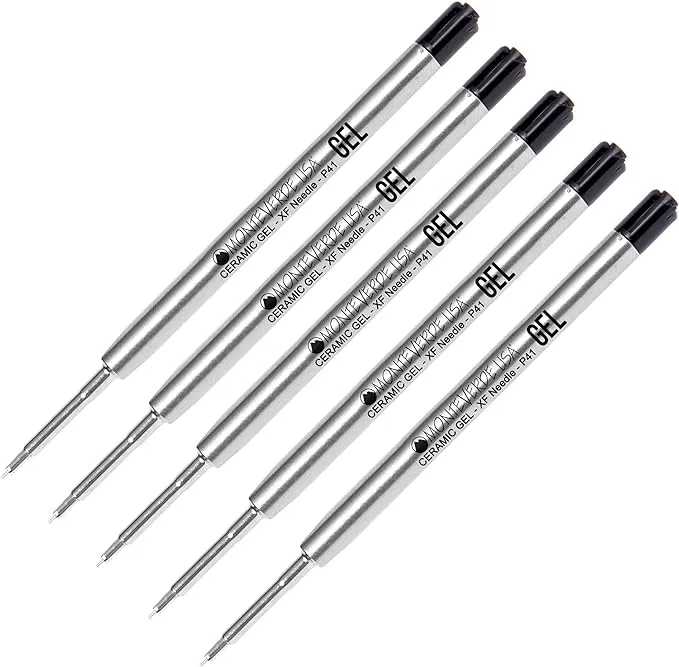 5 Monteverde Ballpoint Parker Style GEL Pen Refill, Fine Point, Black Ink