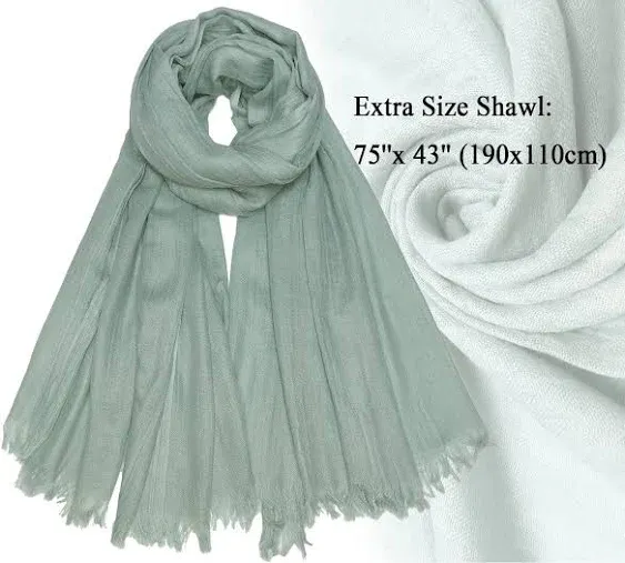 Gragengs Women Summer Scarfs Lightweight Large Long Gauze Shawl Linen Beach Wrap Plain 75”×43”