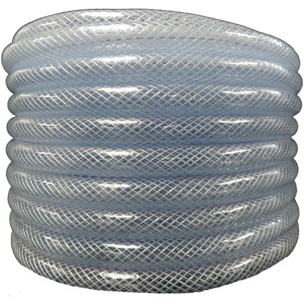 5/8" ID x 3/4" OD x 50 Feet- Flexible Non Toxic Clear High Pressure, Reinforced, PVC Braided Vinyl Tubing