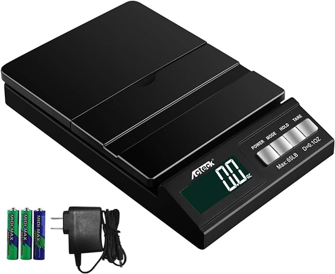 Acteck A-CE65 Black 65lb x 0.1OZ Digital Shipping Postal Scale W/AC &amp; Battery