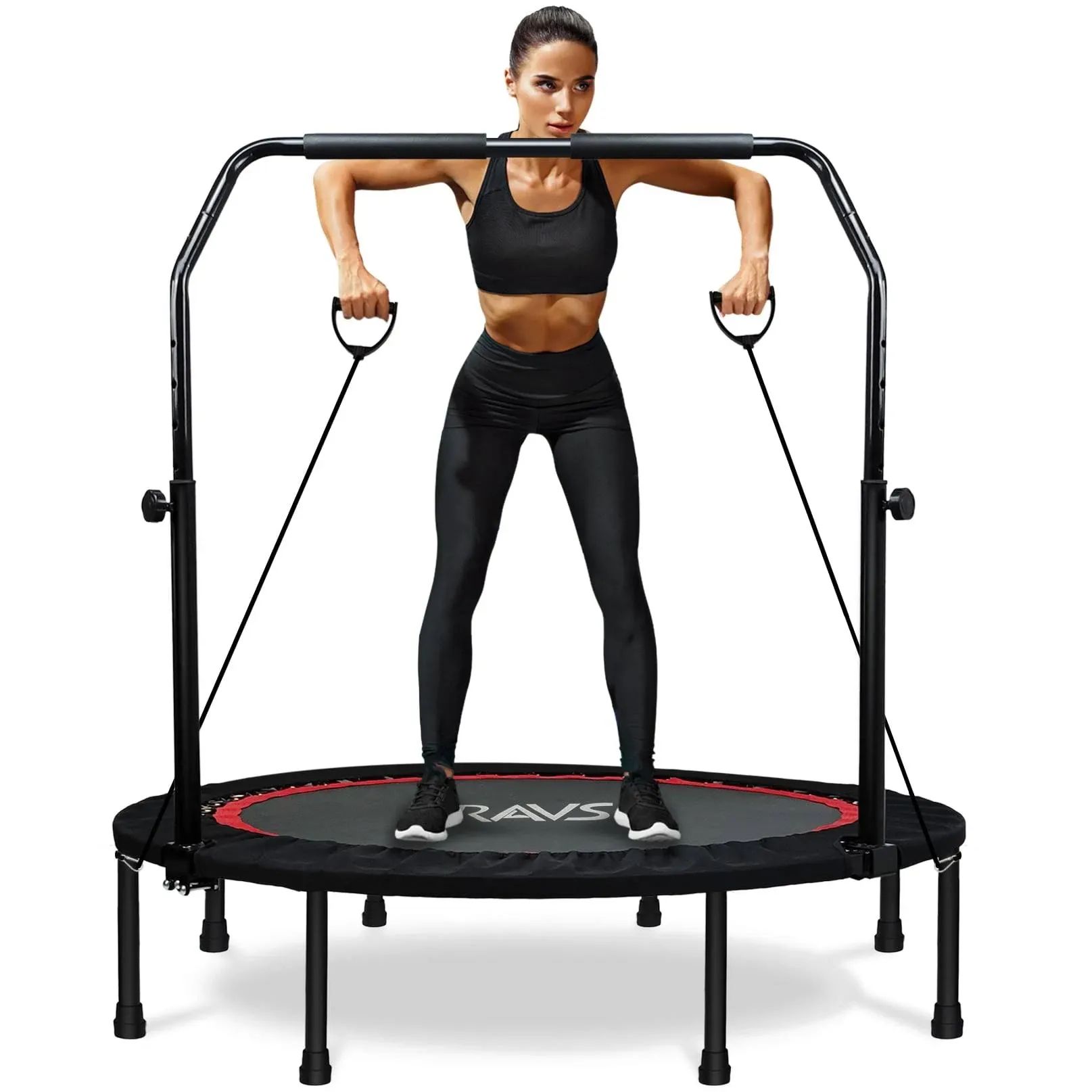 Ravs 48'' inch Black Foldable Mini Fitness Trampoline Rebounder for Kids and ...