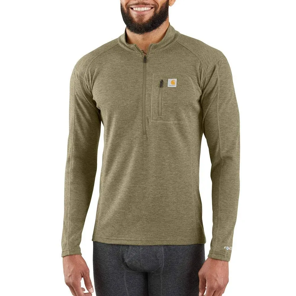 Carhartt Men's Force Midweight Synthetic Wool Blend Base Layer Quarter-Zip Pocket Top